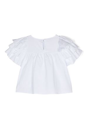 Blusa in misto cotone bianco DOUUOD KIDS | DU5A31Z1219100